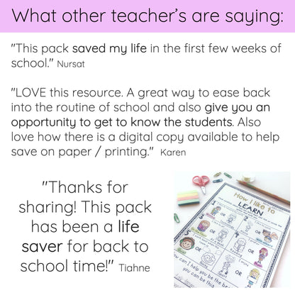 Australian Back to School BUNDLE Years 1-2 - First Day of School Activities