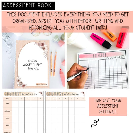 Australian Organised Teacher BUNDLE | Planner, PD Diary & Assessment Book [Terracotta Arch Theme]