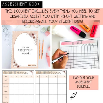 Australian Organised Teacher BUNDLE | Planner, PD Diary & Assessment Book [Terracotta Arch Theme]