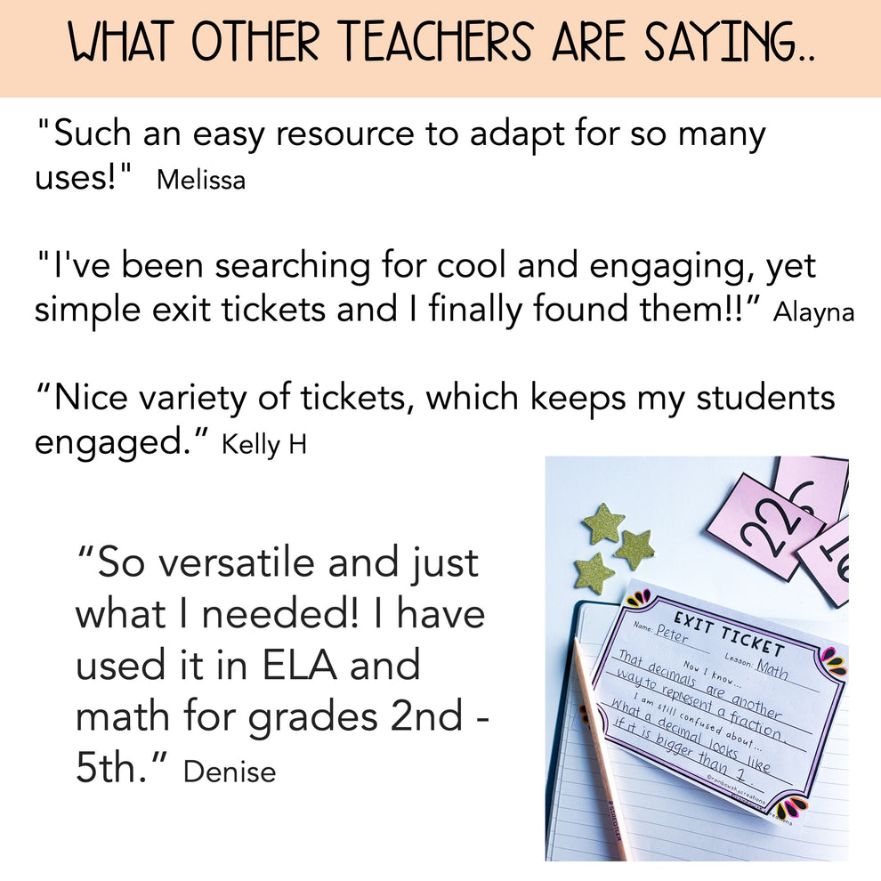 Exit Tickets | Exit slips for any lesson or subject – Rainbow Sky ...