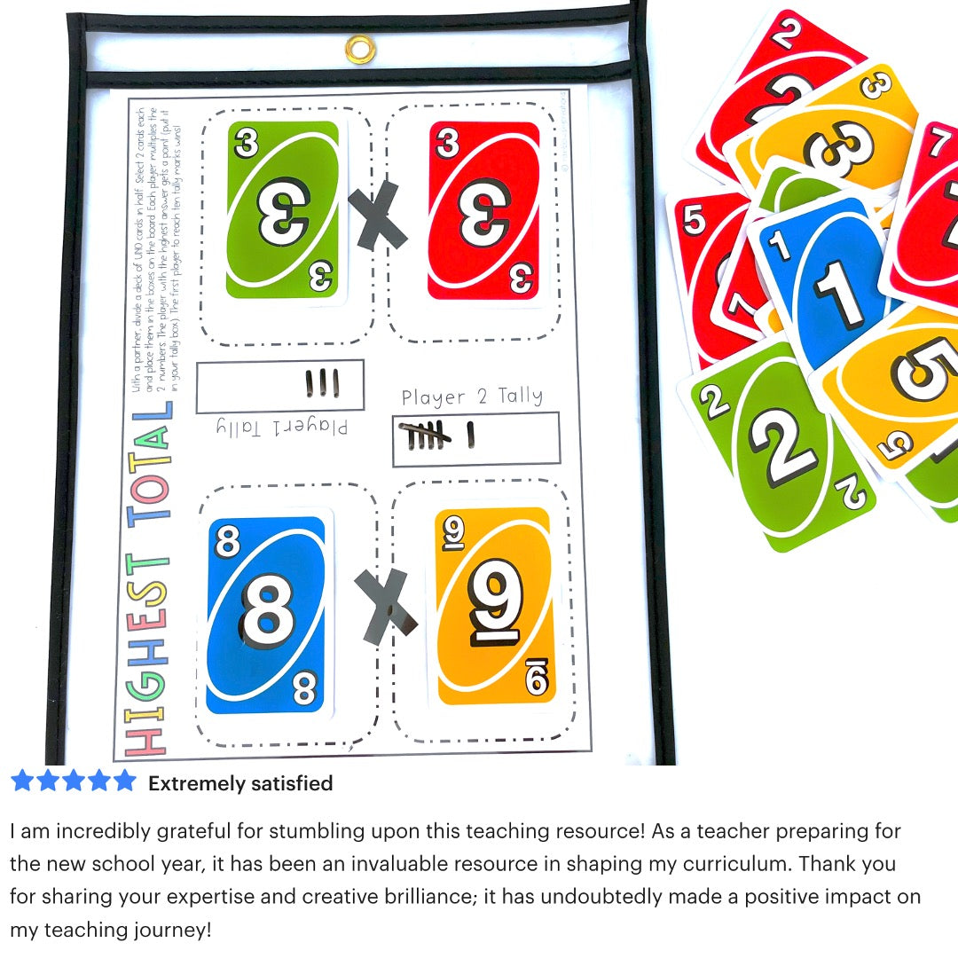 UNO Card Games BUNDLE | Math Centres | Grades 3-4 [VERSIONS 1 & 2]