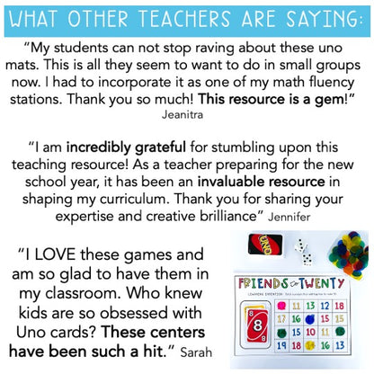 UNO Card Games BUNDLE | Math Centres | Kindergarten - Grade 6 [VERSION 1]