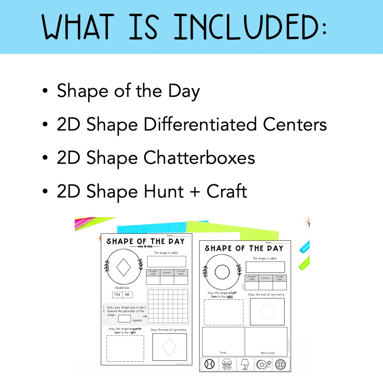 2D Shape Maths BUNDLE | 2D Shape Features and Attributes | Year 1 & Year 2