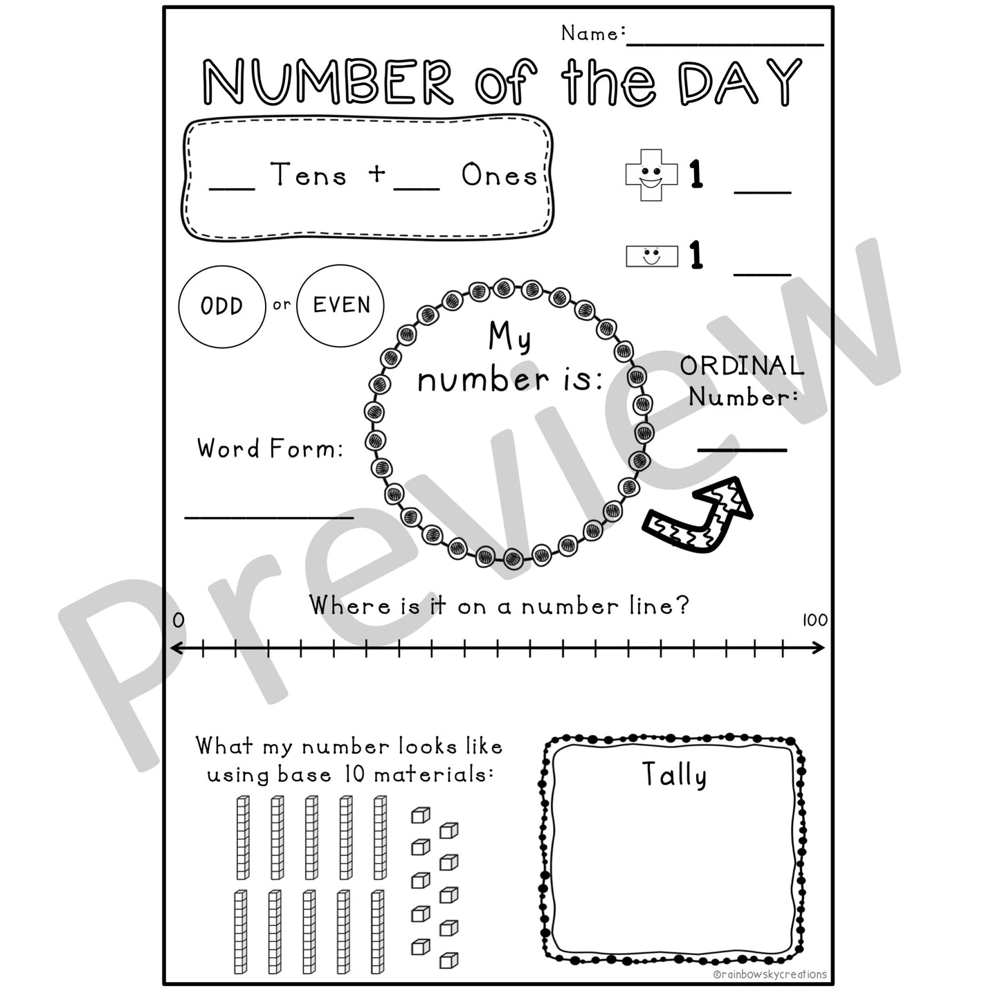 Number Of The Day Templates | Teen & 2-Digit Number Sense