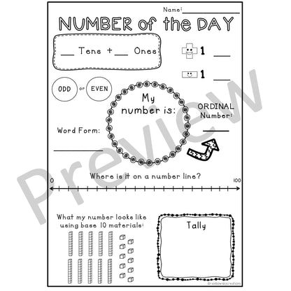 Number Of The Day Templates | Teen & 2-Digit Number Sense