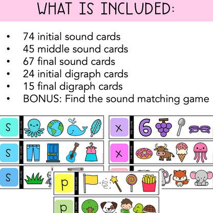 Phonics Clip Cards | Identifying Sound | Reading Centres