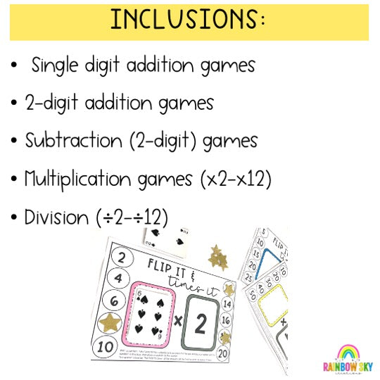 Flip It Fluency Games BUNDLE | Addition, Subtraction, Multiplication & Division