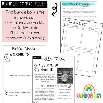 Australian Organised Teacher BUNDLE | Planner, PD Diary & Assessment Book [Neutral Rainbow Theme]