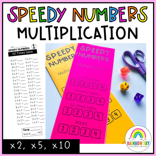 Multiplication Facts Speedy Numbers Booklet | Multiplying by 2, 5, 10