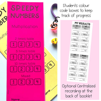 Multiplication Facts Speedy Numbers Booklet | Multiplying by 2, 5, 10