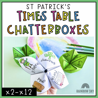 St. Patrick's Times Table Chatterboxes | March Math 3rd Grade 4th Grade