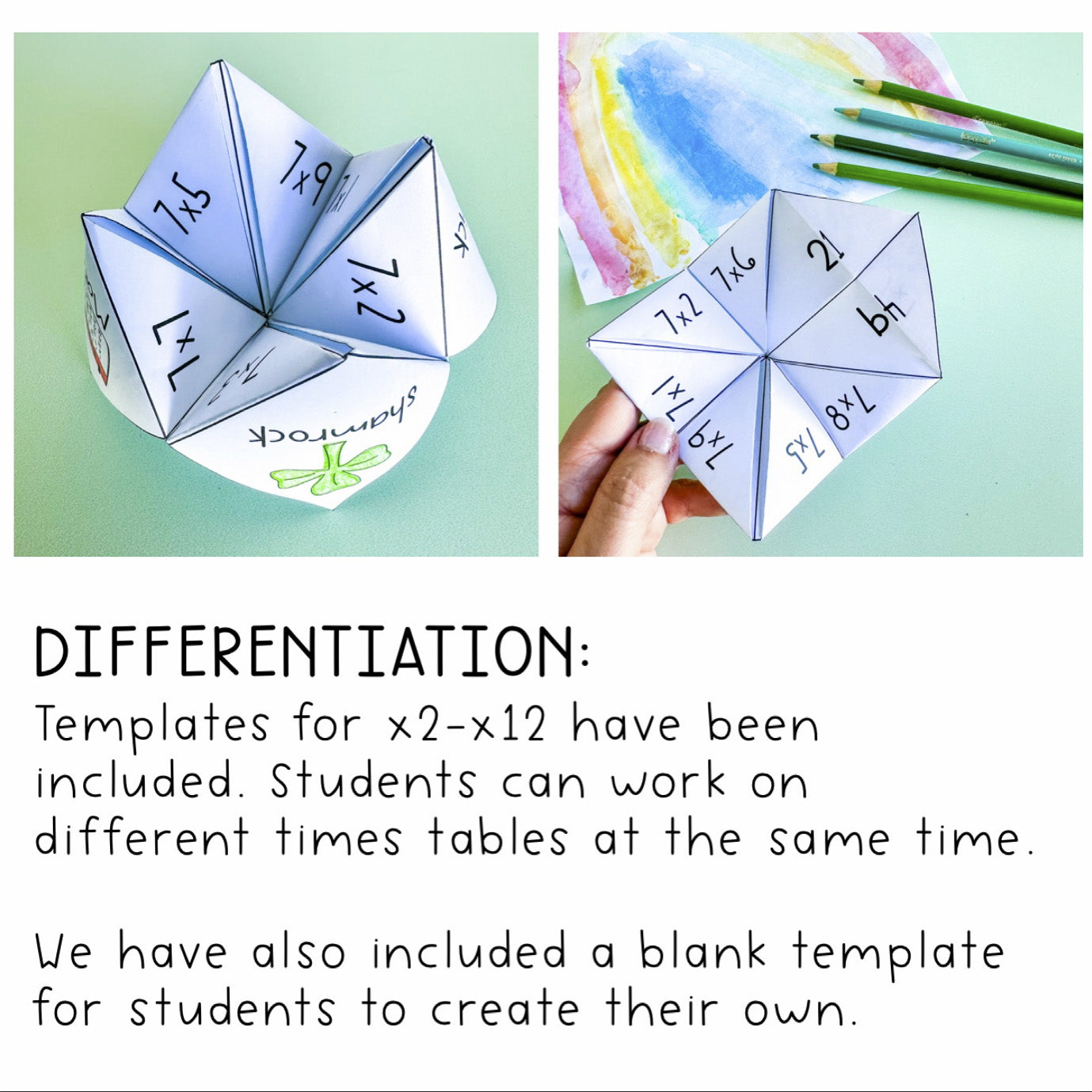 St. Patrick's Times Table Chatterboxes | March Math 3rd Grade 4th Grade