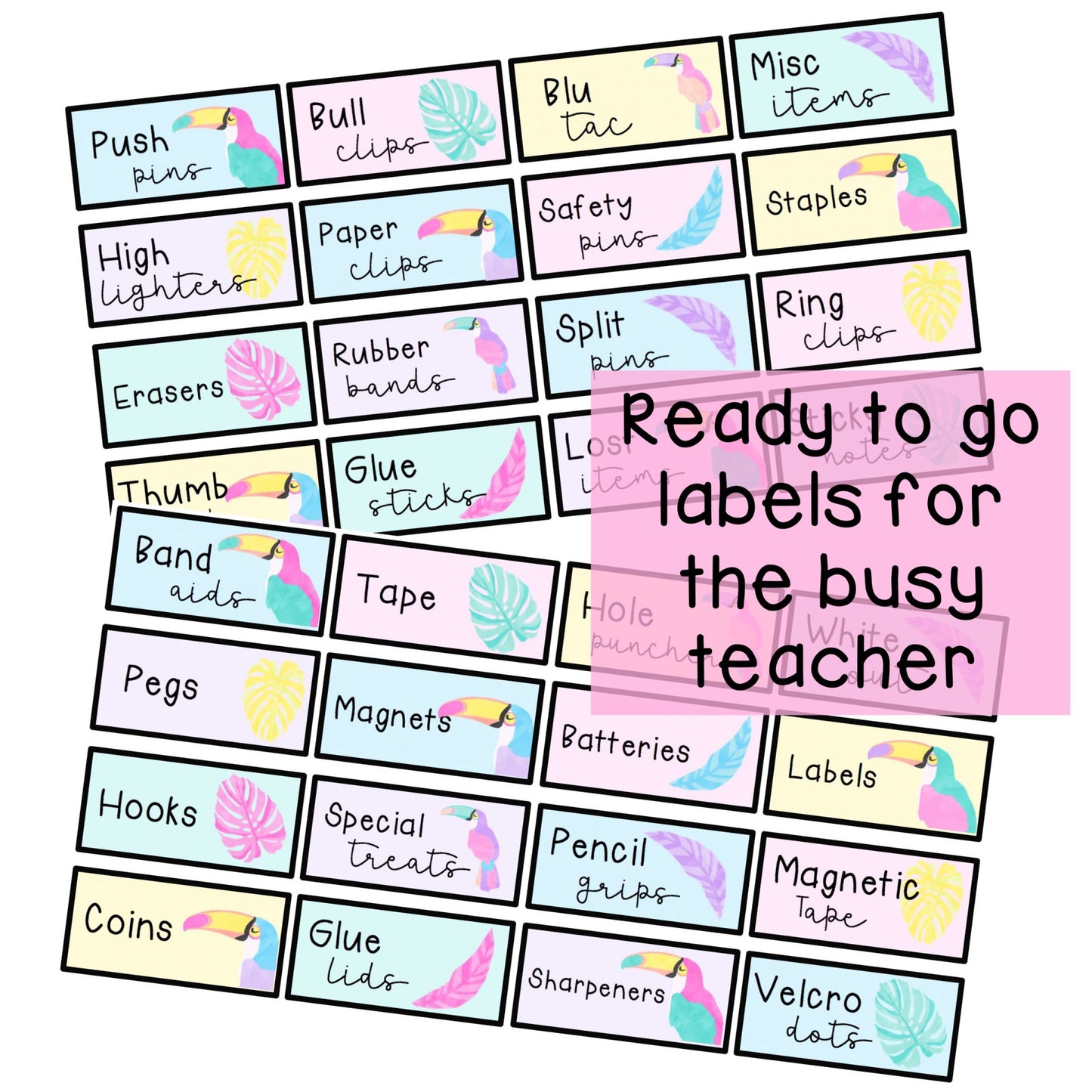 Editable Teacher Toolbox Labels [Toucan theme]