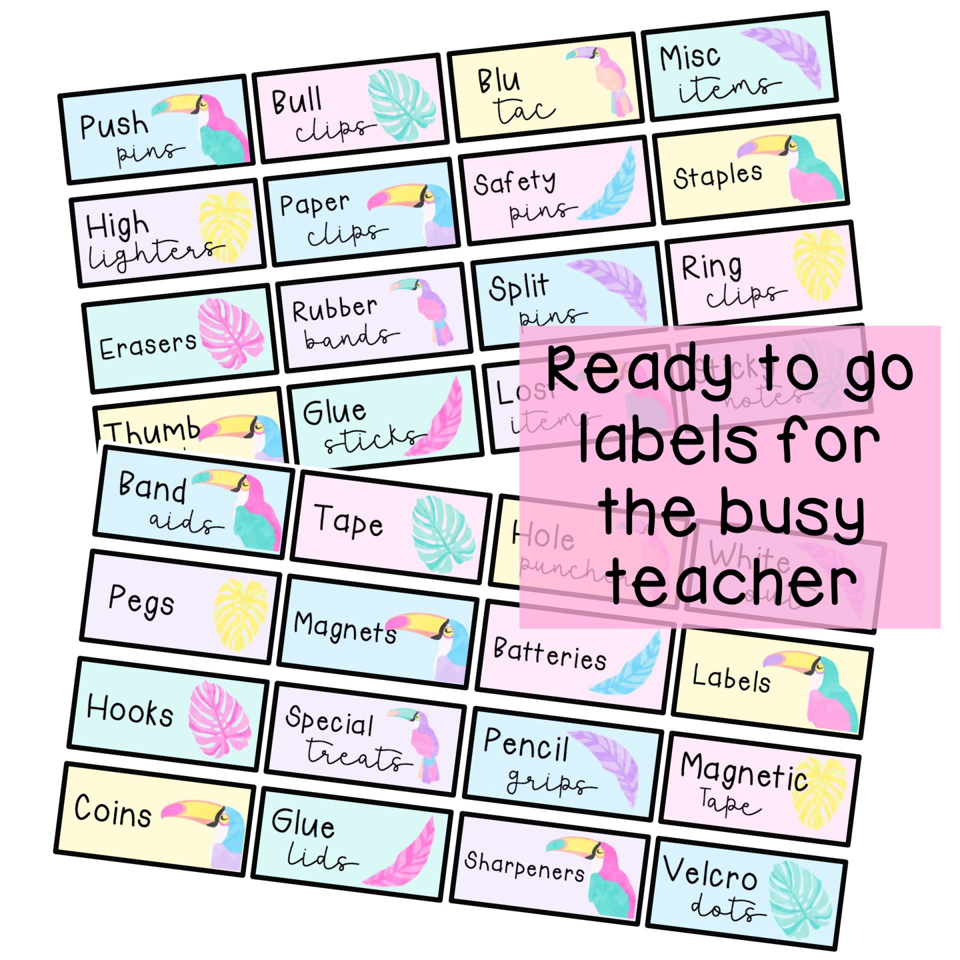 Editable Teacher Toolbox Labels [Toucan theme]