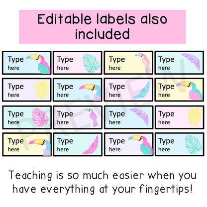 Editable Teacher Toolbox Labels [Toucan theme]