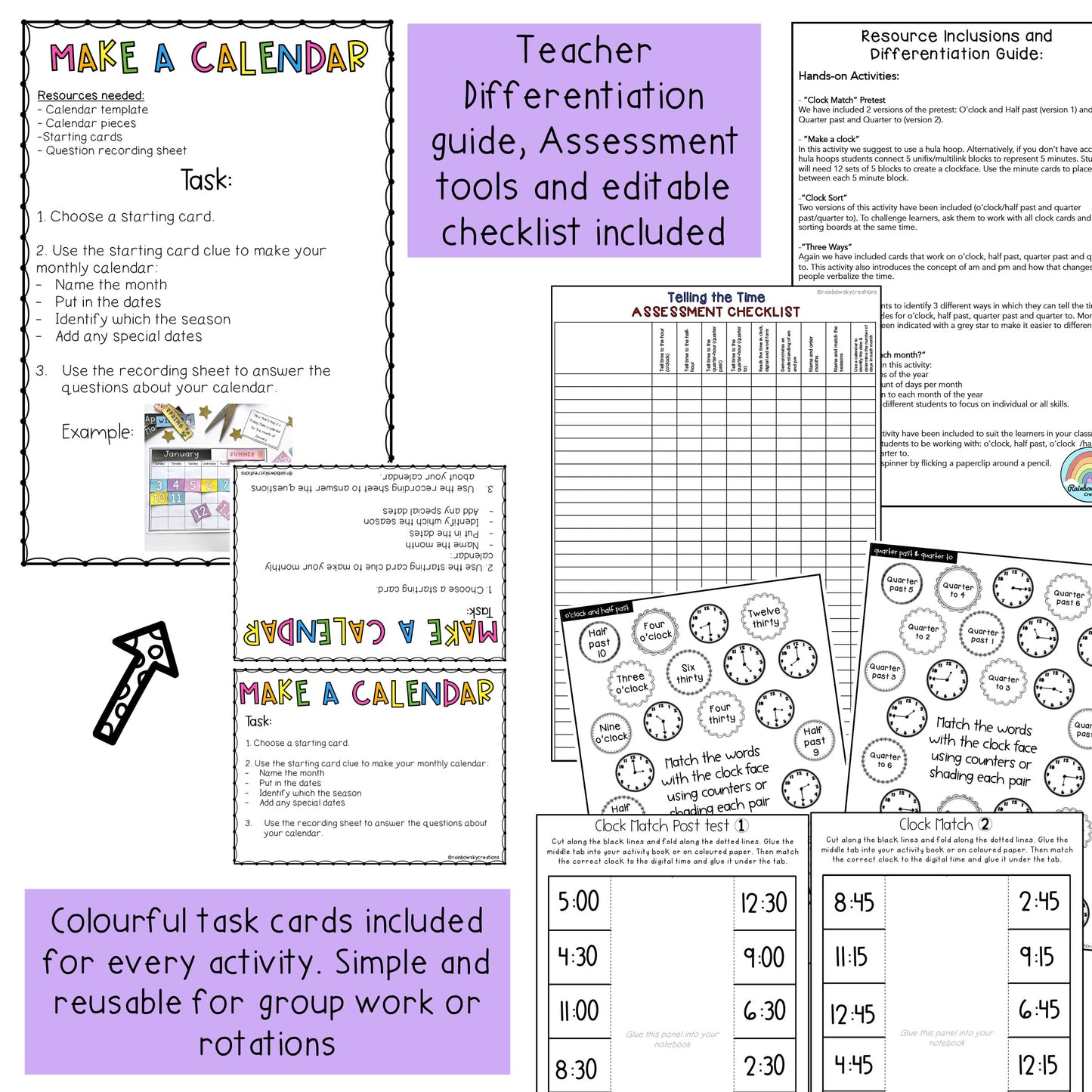 Telling Time Math Centers | Grade1 & Grade 2