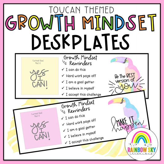 Growth Mindset Desk Plates | Name Tags [Toucan Theme]