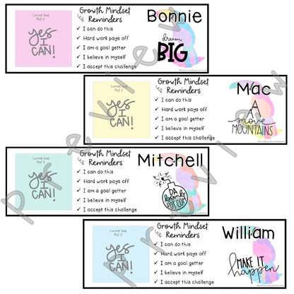 Growth Mindset Desk Plates | Name Tags [Toucan Theme]