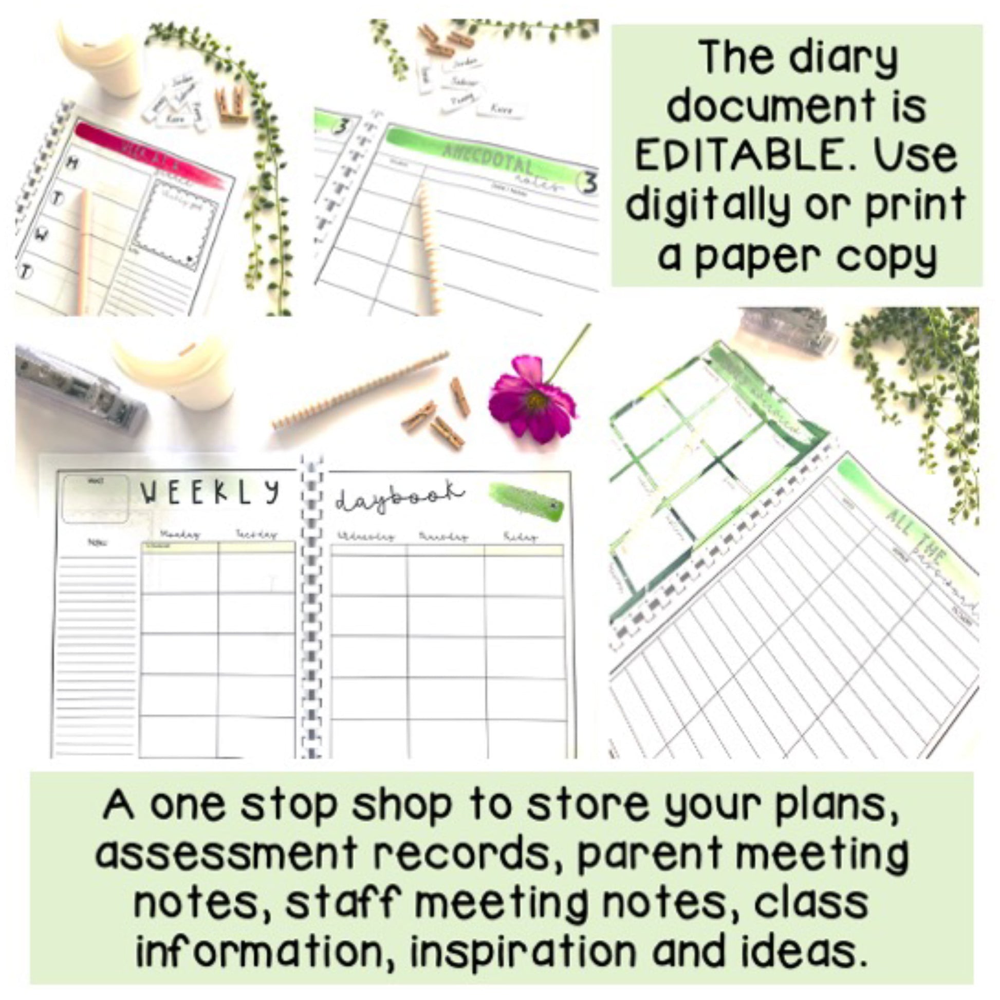 Tropical Editable Teacher Planner | Annual [Teacher Binder]