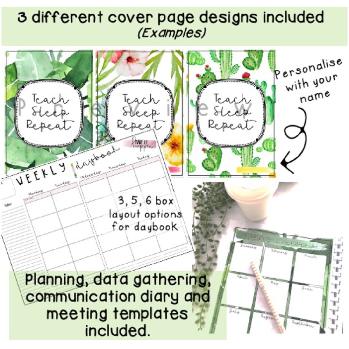 Tropical Editable Teacher Planner | Annual [Teacher Binder]