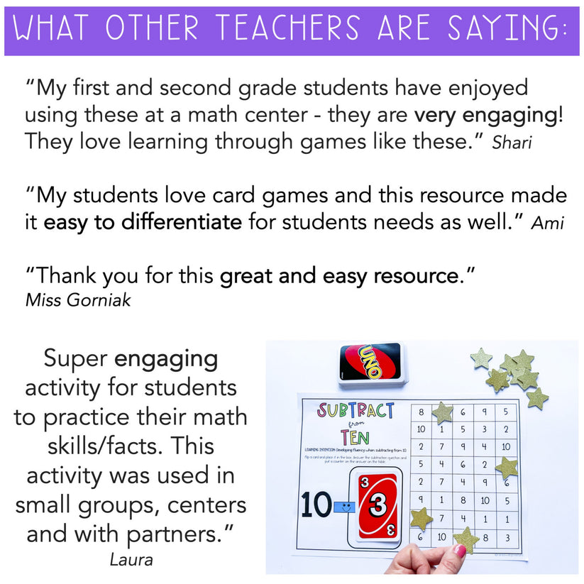 UNO Card Games - Grades 1-2 (VERSION 2) – Rainbow Sky Creations AU