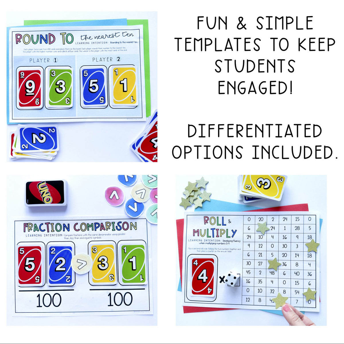 Blank Uno Math Mat UNO Card Games - Grades 3-4 (VERSION 2) – Rainbow Sky Creations AU