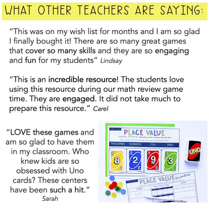 Card Game Math Activities for Grade 3 and 4 | VERSION 2