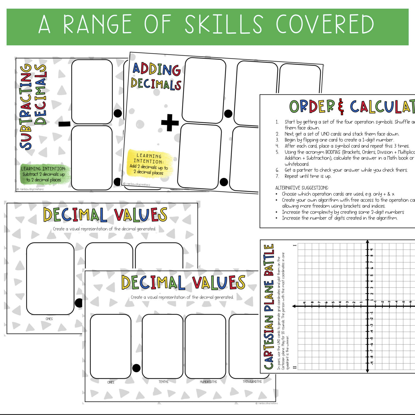 Card Game Math Activities for Grade 5 and 6 | VERSION 2