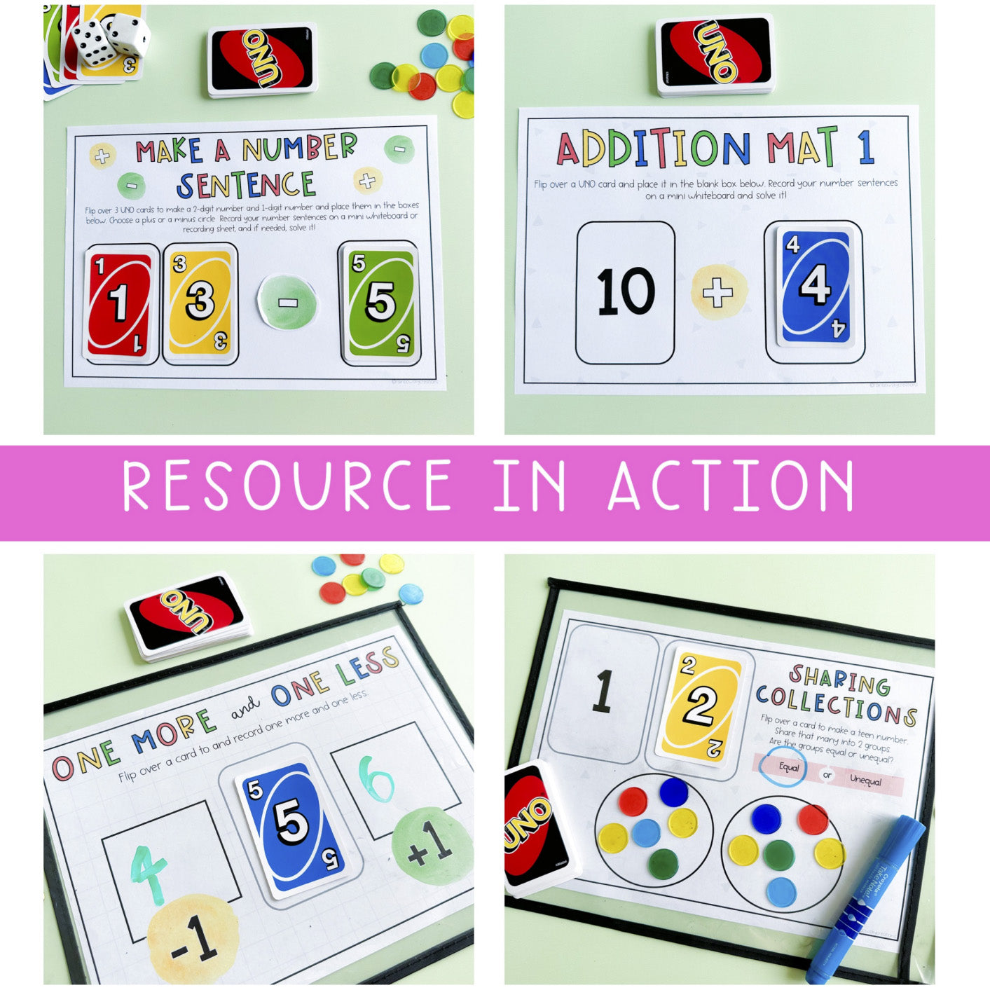 Card Game Math Centres for Kindergarten and Prep | VERSION 2