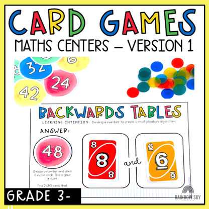 Card Game Math Centres for Grade 3 and 4  [Version 1]