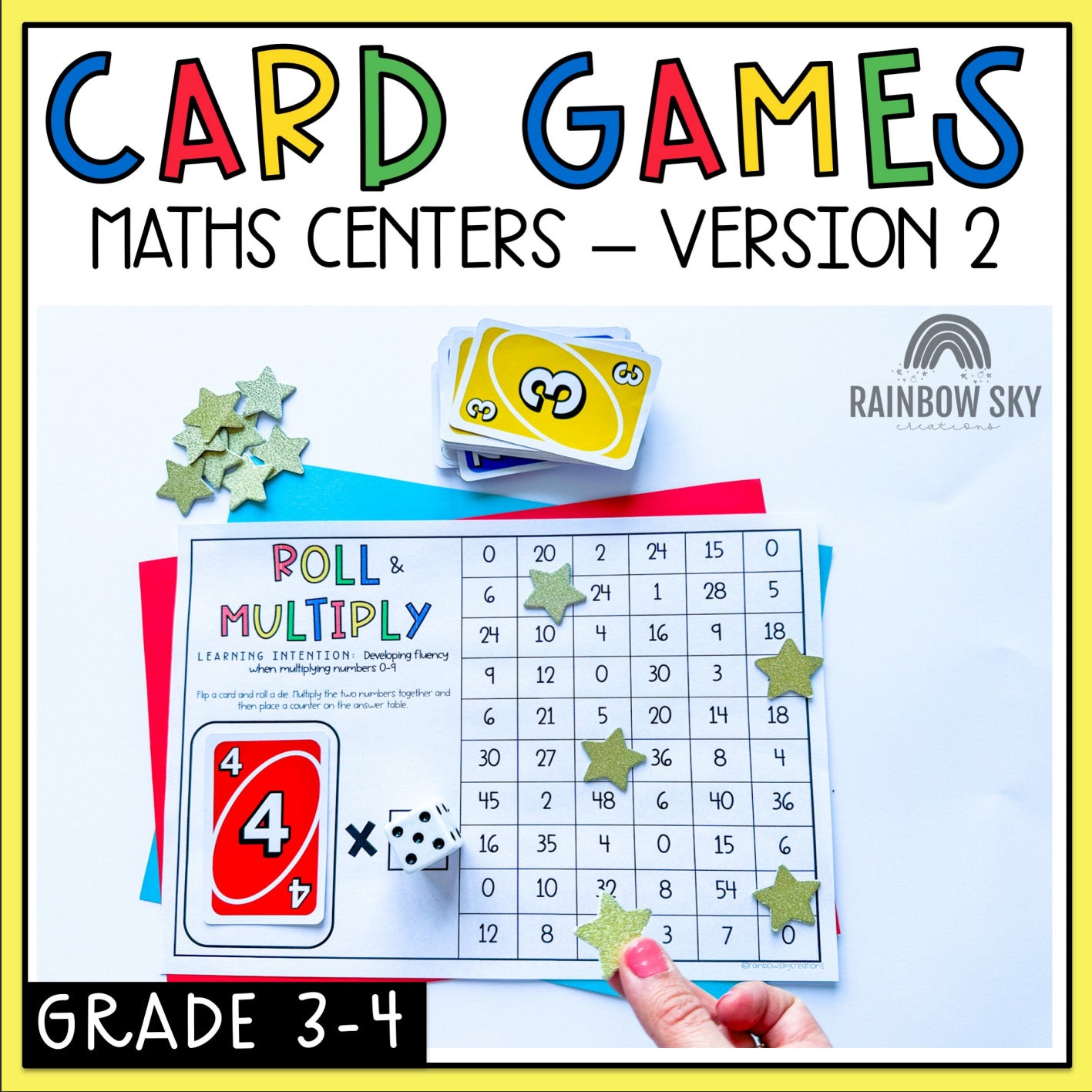 Card Game Math Activities for Grade 3 and 4 | VERSION 2