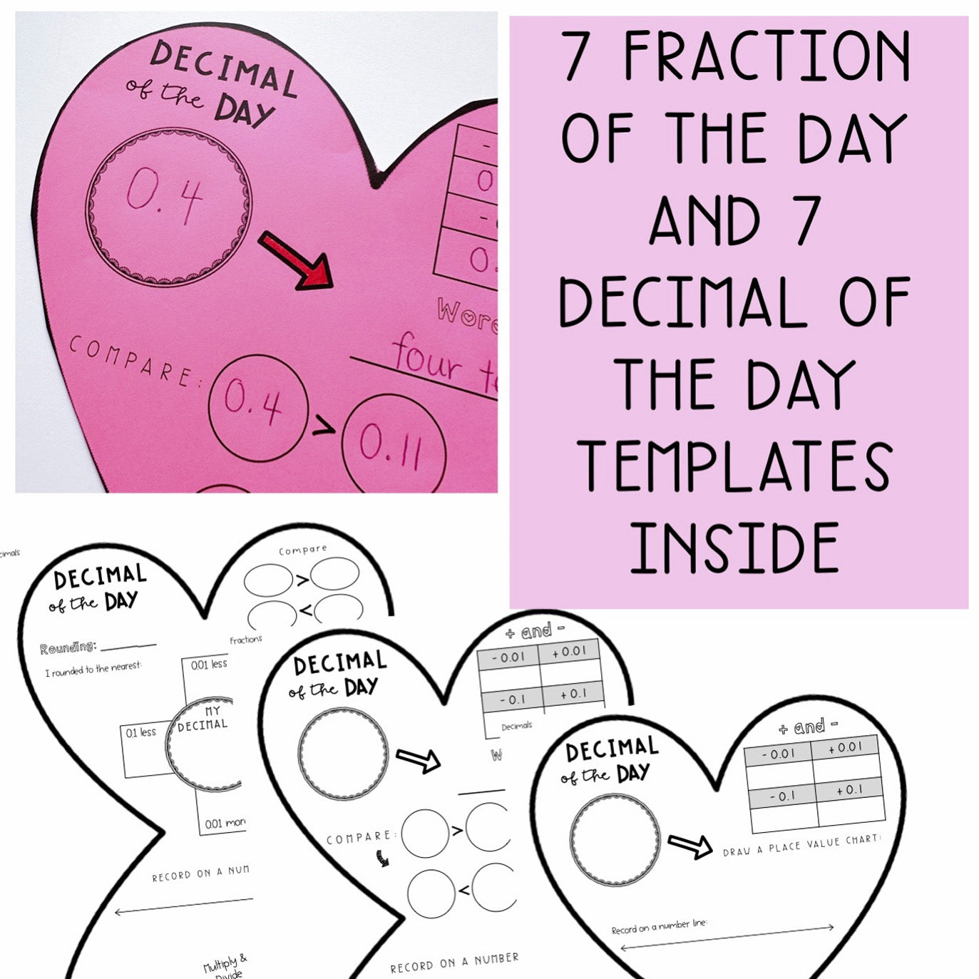 Valentine's Number of the Day, Fraction of the Day, Decimal of the Day