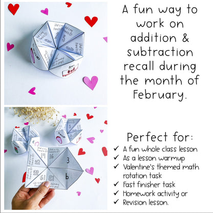 Valentine's Math Chatterboxes | February Math Centers | 1st Grade 2nd Grade