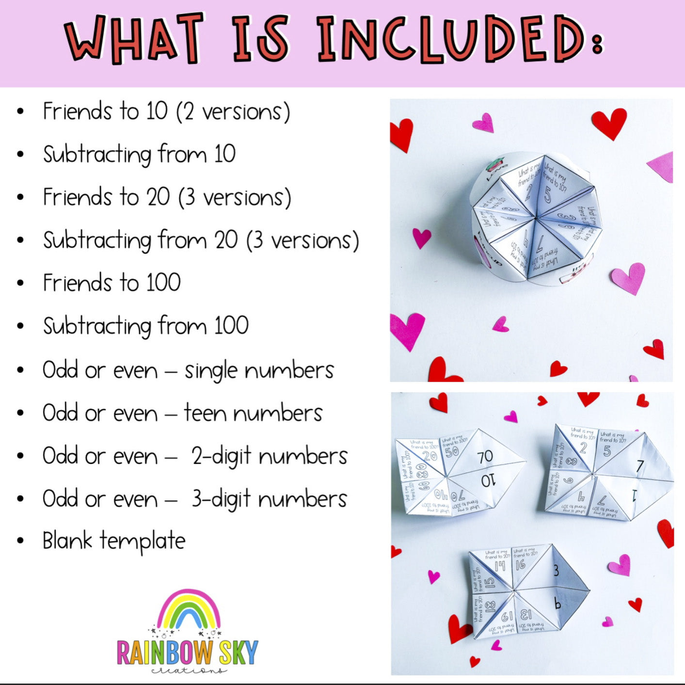 Valentine's Math Chatterboxes | February Math Centers | 1st Grade 2nd Grade