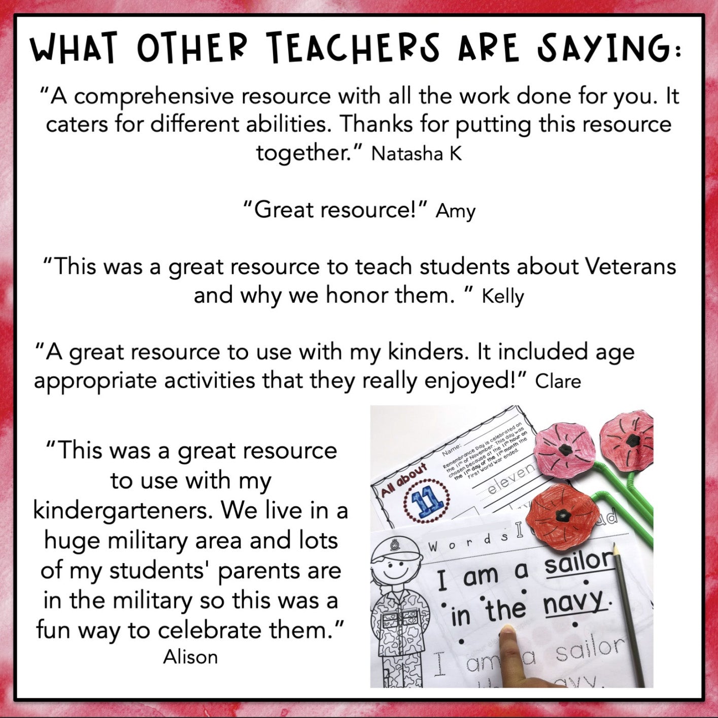 Veterans Day Activities | Reading Writing Math November | Kindergarten