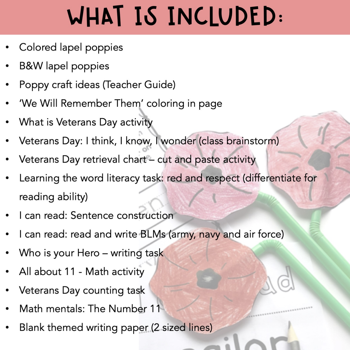 Veterans Day Activities | Reading Writing Math November | Kindergarten