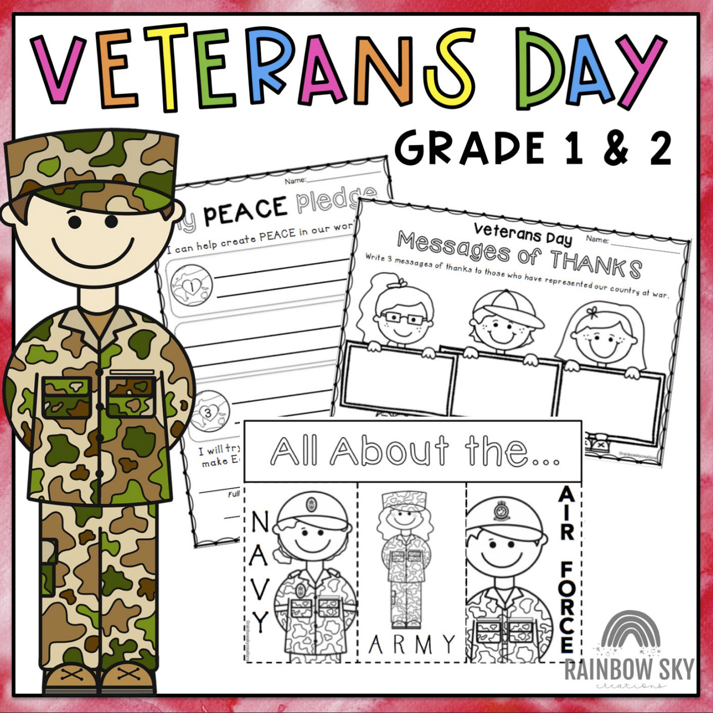 Veterans Day Activities | Writing / Math | Grades 1-2