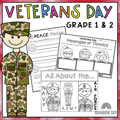 Veterans Day Activities | Writing / Math | Grades 1-2