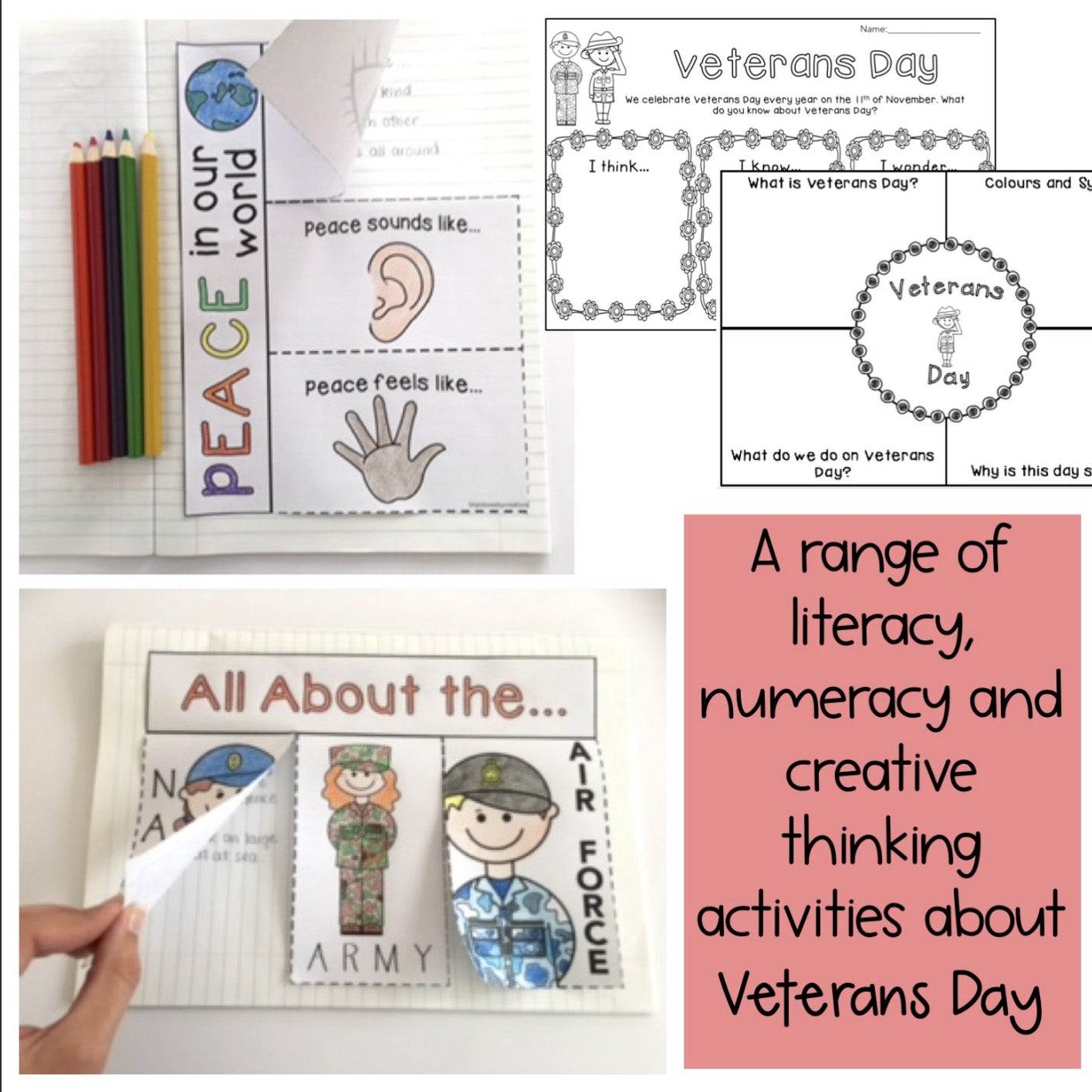 Veterans Day Activities | Writing / Math | Grades 1-2