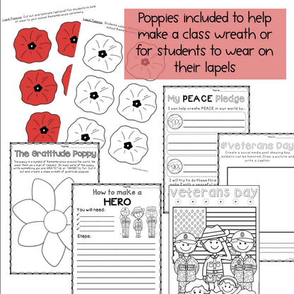 Veterans Day Activities | Writing / Math | Grades 1-2