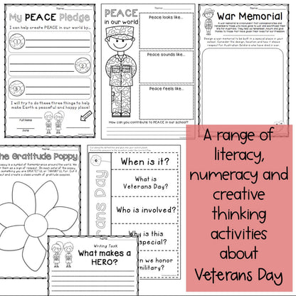 Veterans Day Activities | Writing Math | Grades 3-6