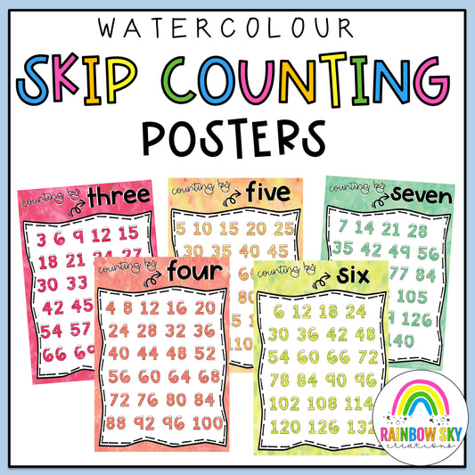 Skip Counting Posters | Watercolor Theme