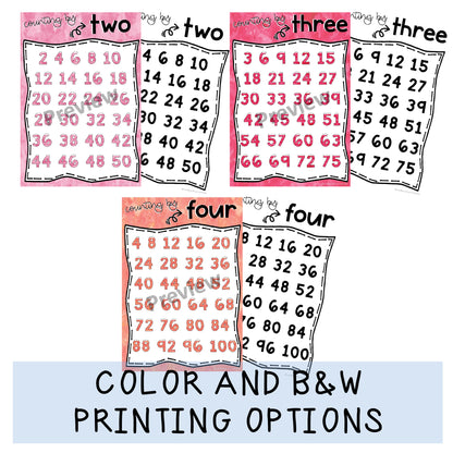 Skip Counting Posters | Watercolor Theme