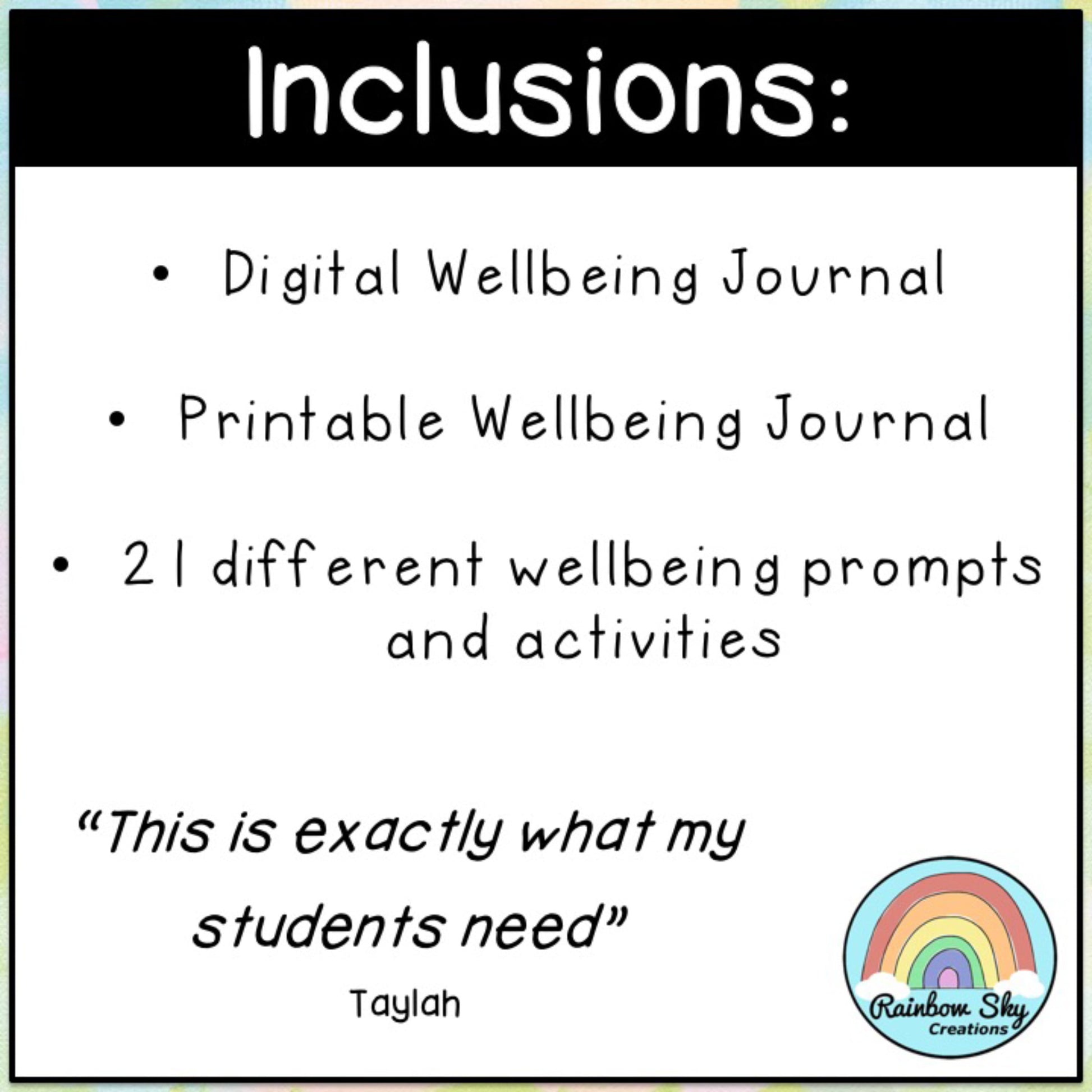 Wellbeing Journal | Distance Learning | Digital and Printable