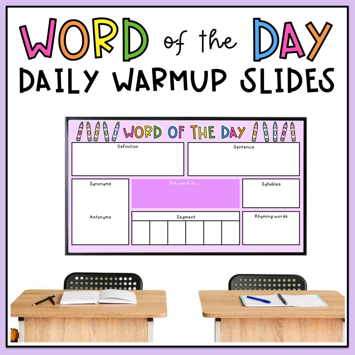 Word of the Day Warm-up Teaching Slides | Vocabulary & Spelling