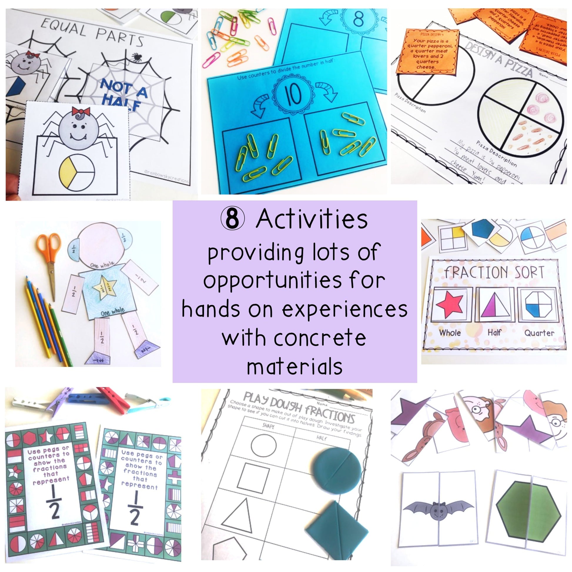 Hands-on Fraction Activities | Fractions Math Centres Grade 1