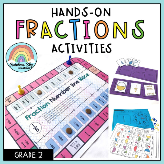 Hands on Math Activities | Fractions Math Centres Grade 2