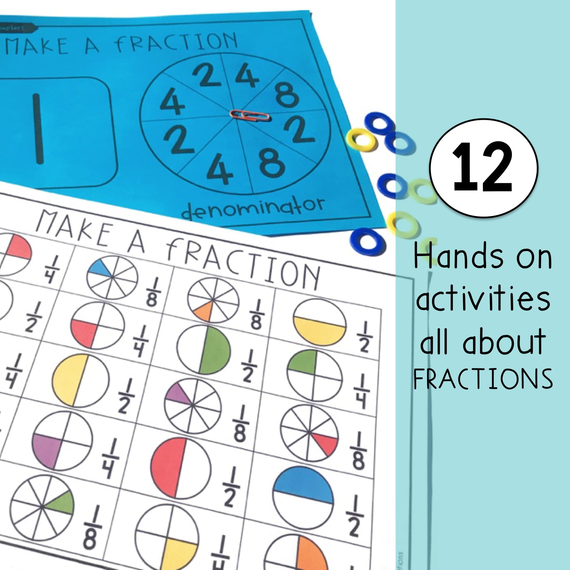 Hands on Math Activities | Fractions Math Centres Grade 2