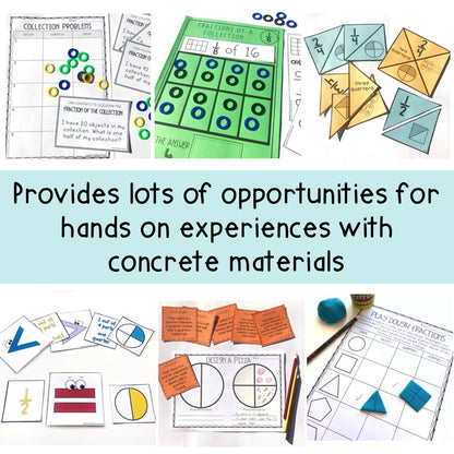 Hands on Math Activities | Fractions Math Centres Grade 2