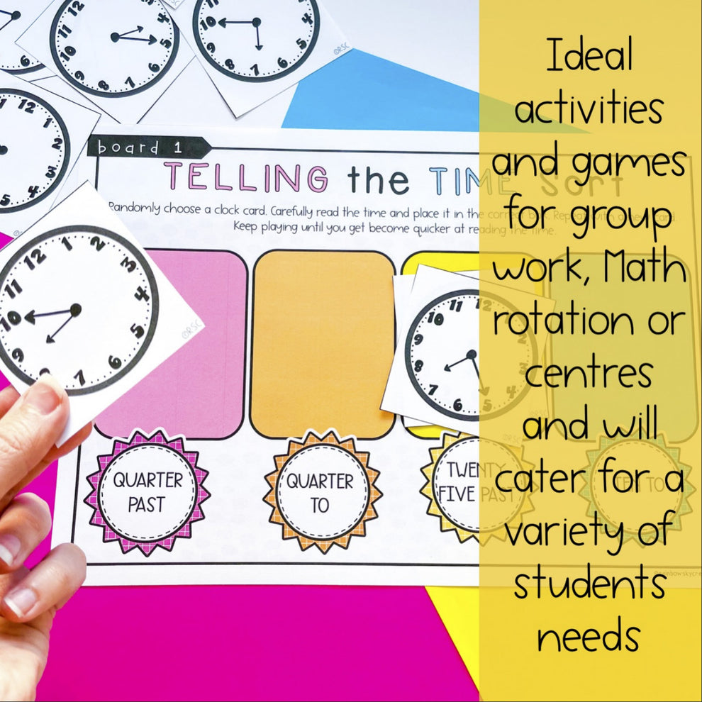 Telling Time Math Centres | Analog Clock Activities | Grades 3-4
